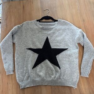 Grey Star Pullover Sweater with black star women’s large-